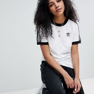 adidas three stripe ringer tee